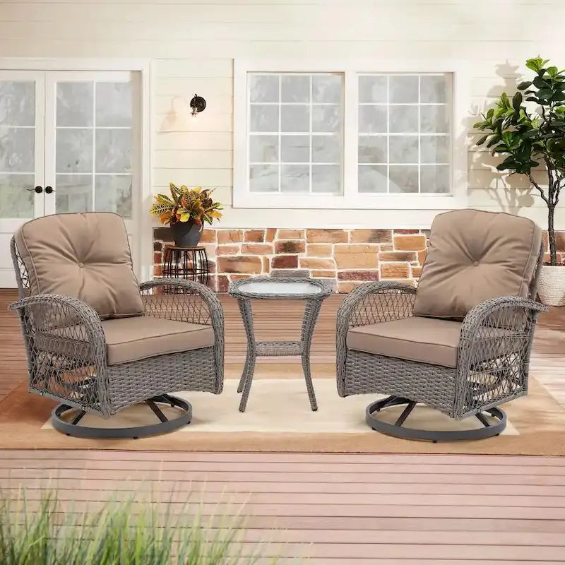 360¡ã Swivel Rocker Patio Chairs ¨C Outdoor Conversation Set with Full Rotation &amp; Gentle Rocking Motion