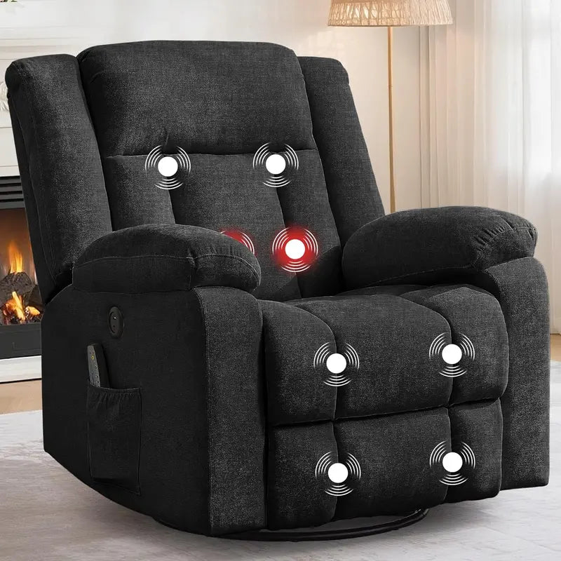 360¡ã Swivel Rocker Recliner with Massage &amp; Heat Function ¨C Nursery &amp; Living Room Glider Chair
