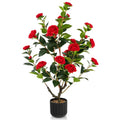 38-Inch Lifelike Artificial Camellia Tree with Realistic Foliage