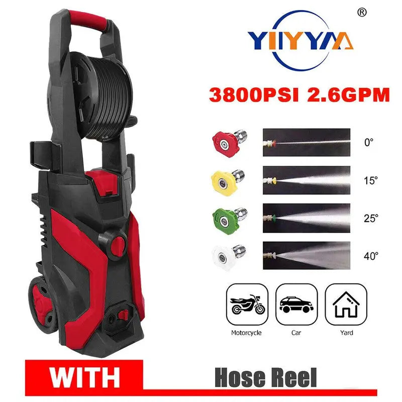 3800 PSI Electric Pressure Washer: 2.6 GPM, Variable-Pressure Auto-Cleaning System