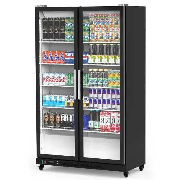 39 Cu. Ft. Upright Glass-Door Beverage Cooler ¨C Commercial-Grade LED Display Refrigerator