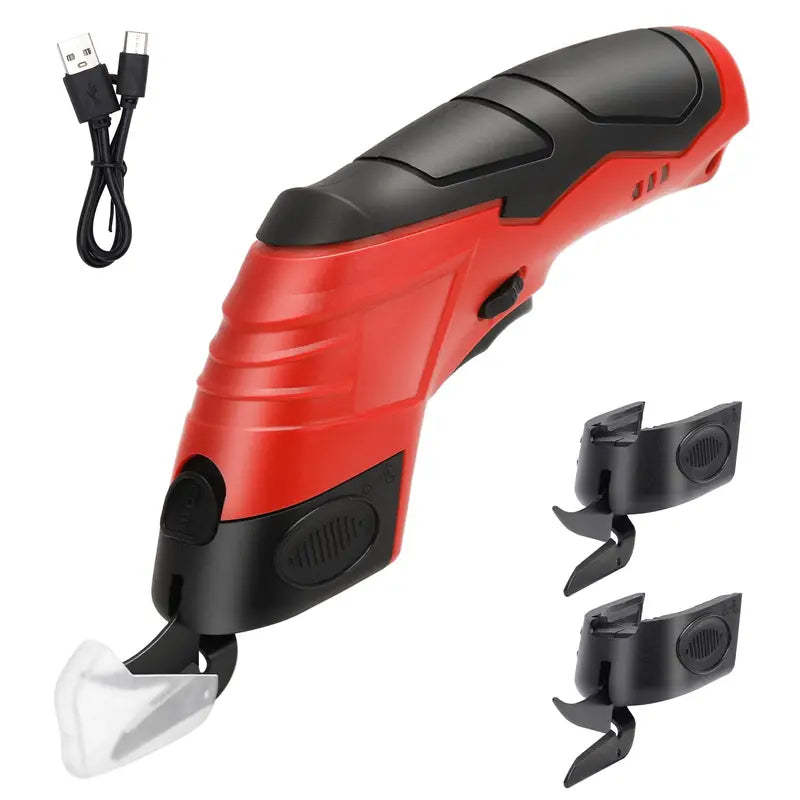 4.2V Cordless Electric Scissors Kit ¨C Three Interchangeable Blades for Precision Cutting on Fabric, Carpet, and Packaging