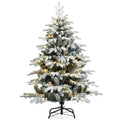 4.5-Foot, 6-Foot, or 7-Foot Snow-Flocked Pre-Lit Christmas Tree with Warm LED Lights