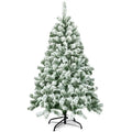 4.5-Foot Pre-Lit Flocked Christmas Tree ¨C Hinged Artificial Pine with Realistic PVC Needles &amp; Collapsible Metal Stand