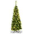 4.5-Foot Pre-Lit Hinged Fir Pencil Christmas Tree ¨C Compact &amp; Realistic Design