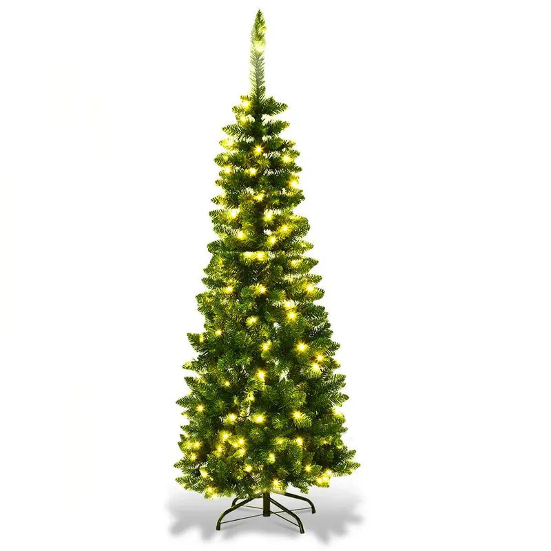 4.5-Foot Pre-Lit Hinged Fir Pencil Christmas Tree ¨C Compact &amp; Realistic Design