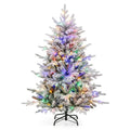 4.5-Foot Pre-Lit Snow-Flocked Artificial Christmas Tree with 160 Multicolor LED Lights