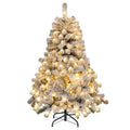 4.5-Foot Pre-Lit Snow-Flocked Christmas Tree ¨C Hinged Artificial Fir with 150 Warm White LEDs