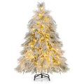 4.5-Foot Snow-Flocked Pre-Lit Xmas Tree ¨C Compact Hinged Artificial Tree with 279 PVC &amp; Pine Tips