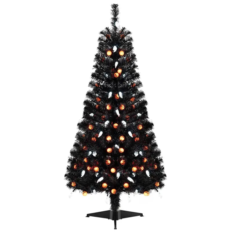 4.5 ft Spooky Pre-Lit Halloween Tree ¨C Interactive Decor with 6 Light Modes &amp; Music-Synced Effects