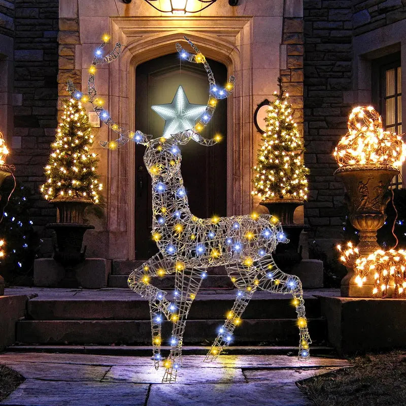 4.6-Foot 3D Buck Reindeer Decoration ¡ª Realistic Outdoor Xmas Figure with 300 Bright LEDs