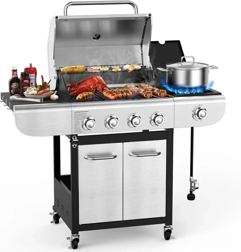 4-Burner Propane Gas Grill ¨C High-Output 44,000 BTU Outdoor BBQ with Stainless Steel Burners