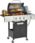 4-Burner Stainless Steel Propane BBQ Grill with Side Burner ¨C 46,500 BTU