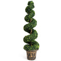 4-Foot Artificial Boxwood Spiral Topiary ¨C Lifelike Greenery Plant for Modern Interiors
