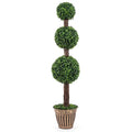 4-Foot Artificial Triple-Ball Boxwood Topiary Tree ¨C Realistic Faux Greenery