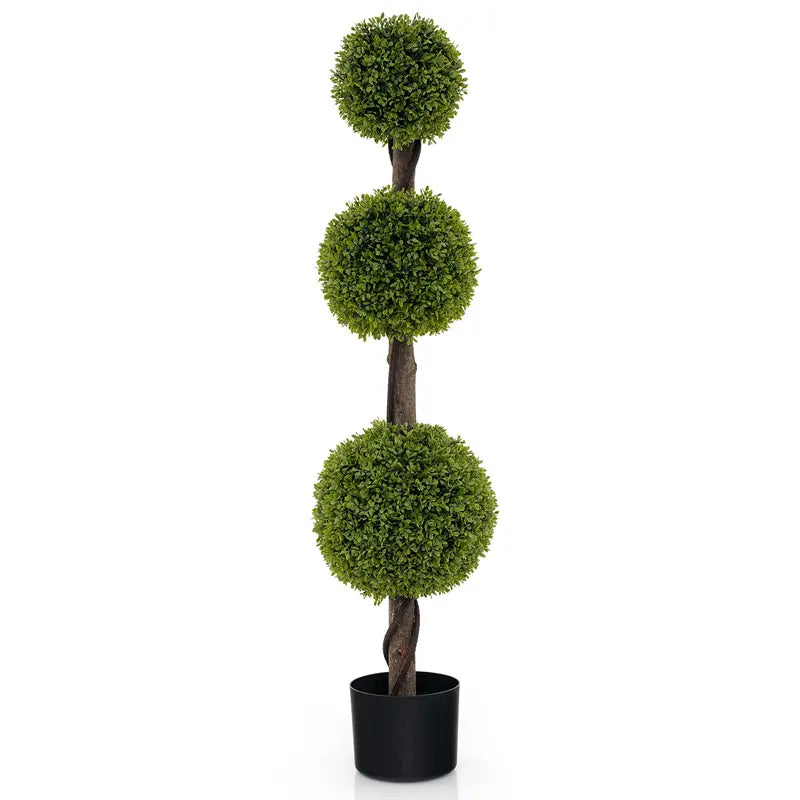 4-Foot Boxwood Topiary Ball Tree ¨C Stable Potted Faux Cypress with Balanced Base