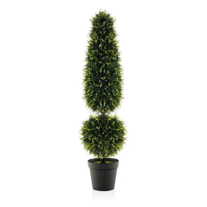 4-Foot Faux Boxwood Topiary Tree ¨C Elegant Potted Artificial Plant with Natural Vine Detailing