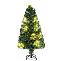 4-Foot Pre-Lit Fiber Optic Christmas Tree with Star Topper and Metal Stand