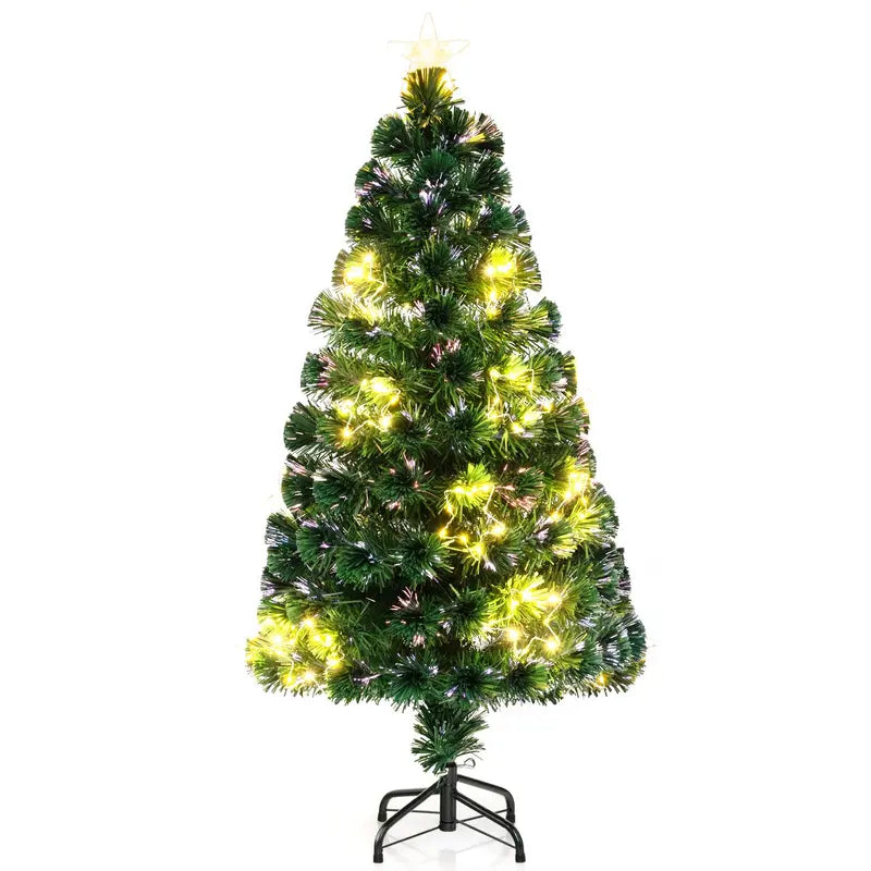 4-Foot Pre-Lit Fiber Optic Christmas Tree with Star Topper and Metal Stand
