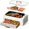4-in-1 Countertop Indoor Grill ¨C Sizzling Pan, Grate, Rotating Kabob Skewers &amp; Hot Dog Roller