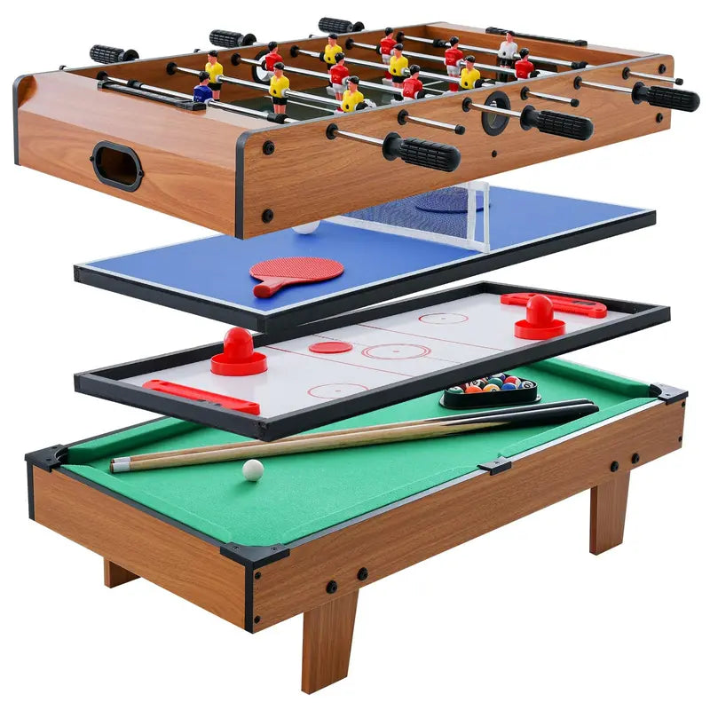 4-in-1 Multi-Game Table ¨C Convertible Recreation Center Featuring Pool, Billiards, Air Hockey &amp; Table Tennis