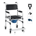 4-in-1 Shower Commode Wheelchair with 330 lb Weight Capacity and Armrests