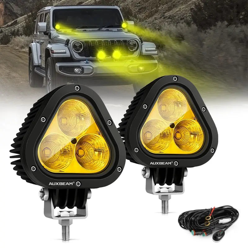 4-Inch Amber LED Off-Road Pod Light ¨C 9000LM 90W Fog/Ditch/Driving Light for Jeep, Truck, ATV, and UTV
