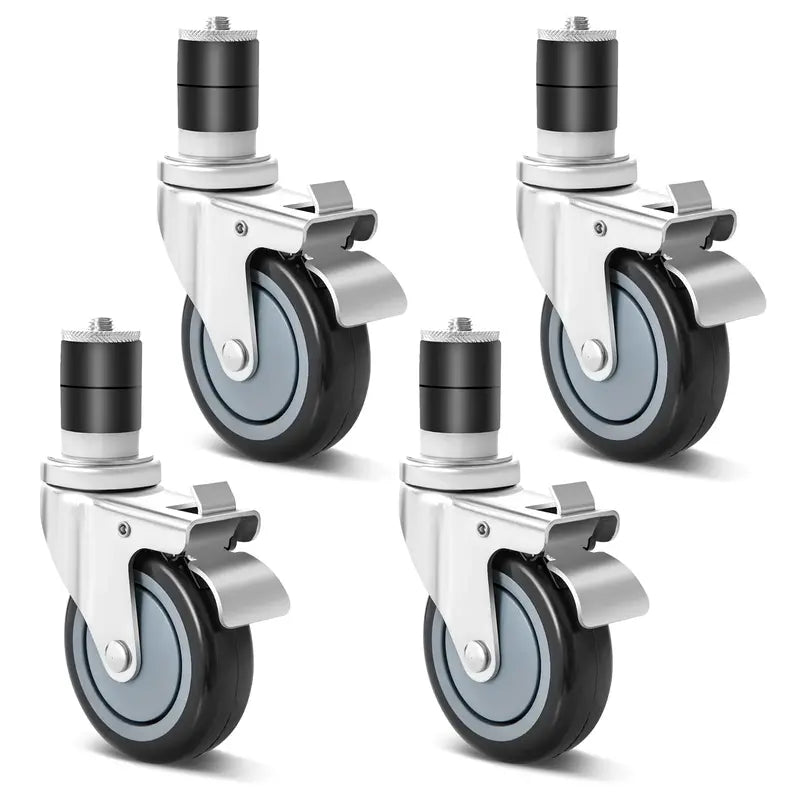 4-Inch Caster Wheel Set ¨C Expandable Stem, 4-Pack with 2 Brake Wheels