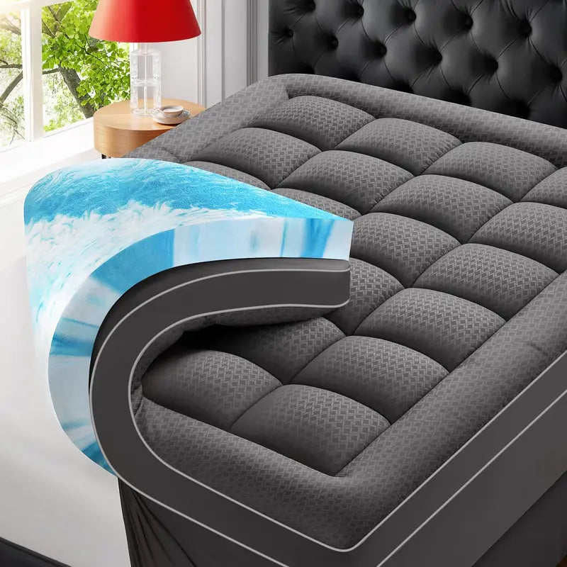 4-Inch Dual-Layer Memory Foam Mattress Topper: Gel-Infused + Pillow-Top for Enhanced Back Support