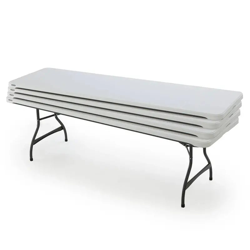 4-Pack Commercial Folding Table Set ¨C Stackable 8-Foot White Tables (Model 80344) for Events and Offices