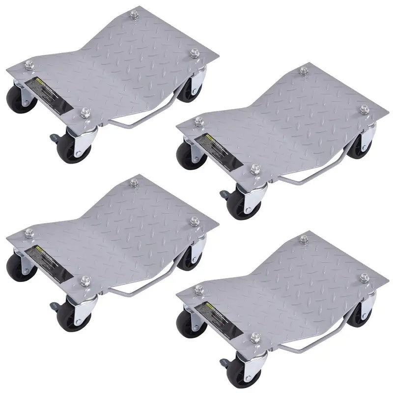 4-Pack Diamond-Plate Wheel Dollies ¨C 4″ x 3″ Heavy-Duty Tire Skates