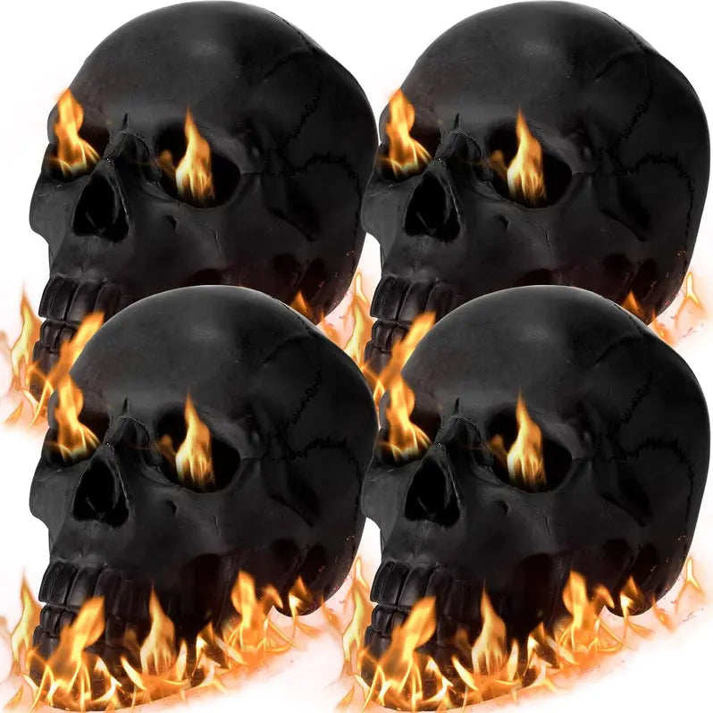 4-Pack Fire Pit Skull Decorations ¨C Heat-Resistant Halloween Accent Set