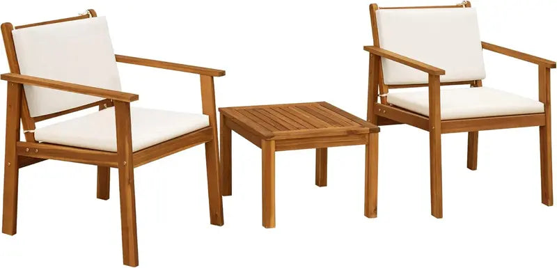 4-Piece Acacia Wood Outdoor Conversation Set ¡ª Includes Sofa, Table &amp; All-Weather Cushions for Patios, Balconies &amp; Backyards