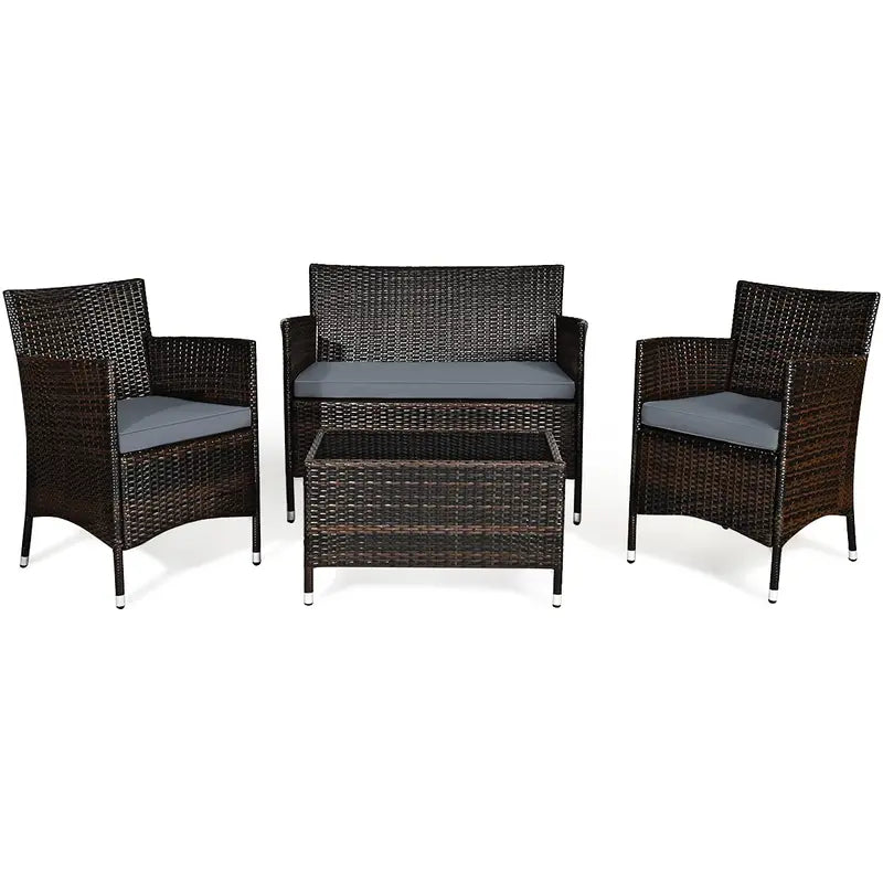 4-Piece All-Weather Rattan Patio Furniture Set