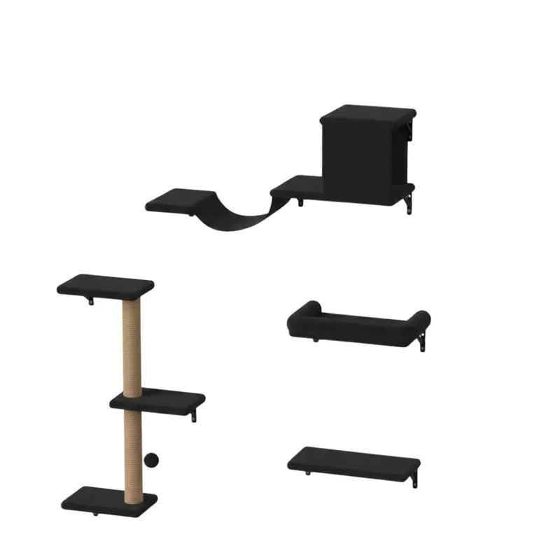 4-Piece Cat Wall Shelf Set ¨C Includes Scratcher, Cozy Bed, and Play Platforms