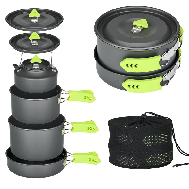 4-Piece Lightweight Aluminum Camping Cookware ¨C Compact Set with Kettle for 2¨C4 Campers