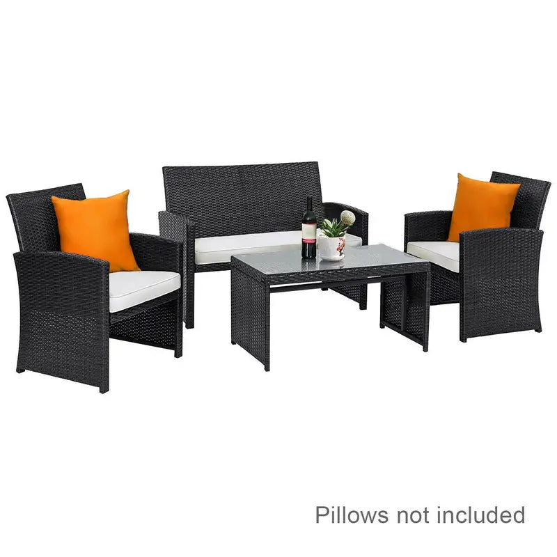 4-Piece Rattan Patio Conversation Set ¨C Modern Outdoor Sofa Collection