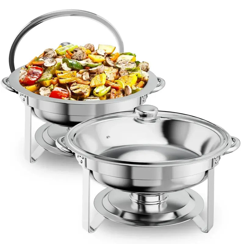 4-Piece Round Chafing Dish Buffet Set ¨C Commercial-Grade Warming Stations