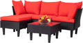 4-Piece Wicker Patio Furniture Set ¡ª All-Weather Rattan Conversation Bistro Set for Yards, Poolsides &amp; Outdoor Living Areas