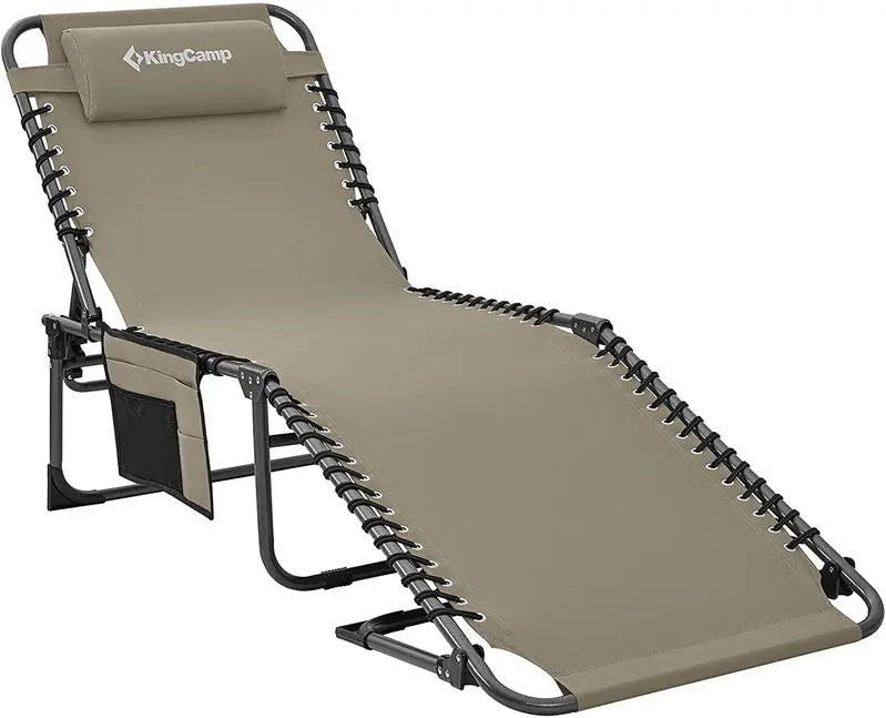 4-Position Folding Chaise Lounge ¨C Adjustable Recliner with Pillow Storage &amp; 265-Lb Capacity