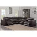 4-Seat Power-Reclining Leather Sectional Sofa with USB Ports and Built-In Outlets