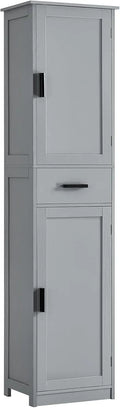 4-Shelf Floor-Standing Bathroom Cabinet ¨C 67-Inch Tall Storage Unit with Two Concealed Doors