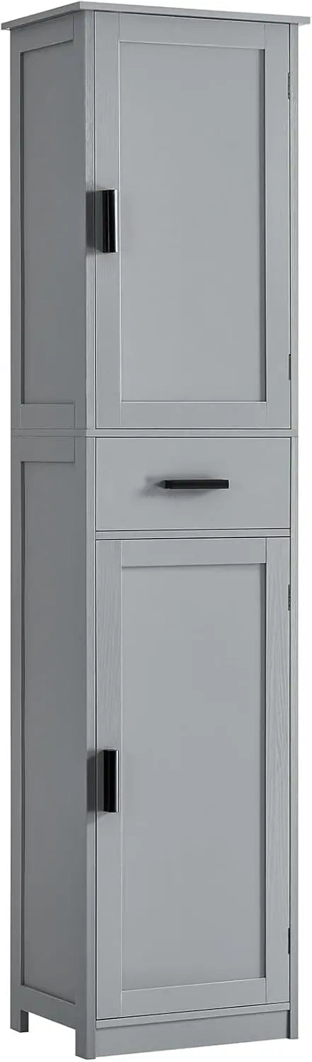 4-Shelf Floor-Standing Bathroom Cabinet ¨C 67-Inch Tall Storage Unit with Two Concealed Doors