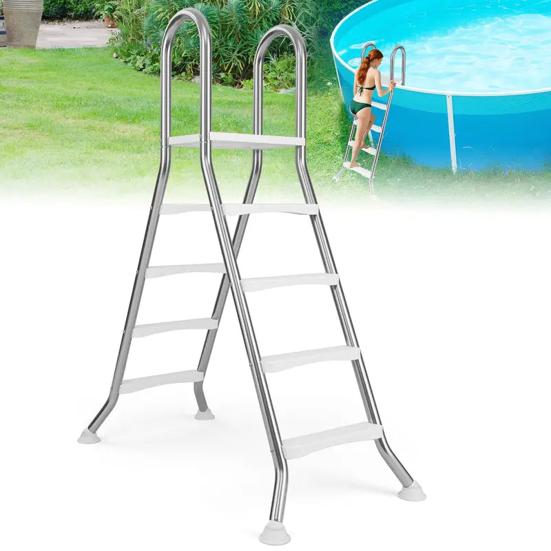 4-Step Steel Above-Ground Pool Ladder ¨C Designed for 55-Inch Wall Heights