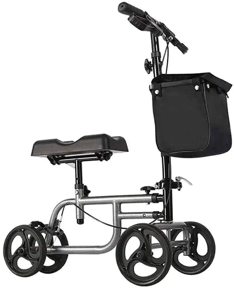 4-Wheel All-Terrain Knee Scooter ¨C Adjustable Height Rolling Walker with Storage Pouches
