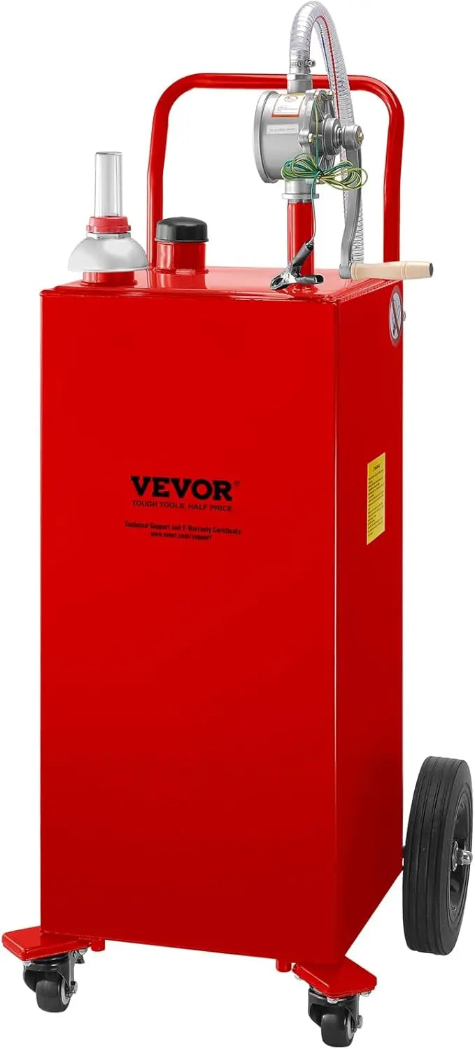 4-Wheel Manual Fuel Caddy ¨C 5-Gallon Gas &amp; Diesel Transfer Tank with Pump for Vehicles, Mowers, ATVs &amp; Boats