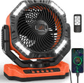 40,000mAh Rechargeable 13″ Camping Fan ¨C Remote-Controlled, Auto-Oscillating, LED-Equipped Portable Fan