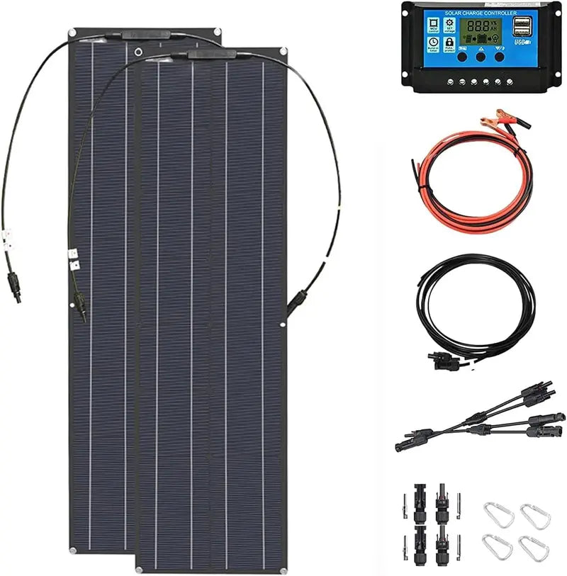 400W Flexible Solar Panel Kit ¨C Dual 200W Monocrystalline Panels + 60A MPPT Charge Controller for RVs, Boats &amp; Off-Grid Use