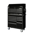 41-Inch 16-Drawer Gloss Black Tool Chest and Cabinet Combo with Locking Casters