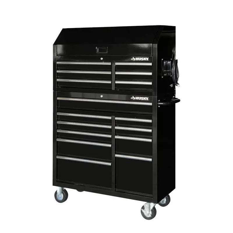 41-Inch 16-Drawer Tool Storage Combo ¨C Gloss Black Tool Chest &amp; Cabinet Set